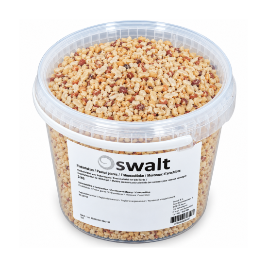 Pindastukjes voor vogels 3 kg Emmer met 3 kg pindastukjes voor tuinvogels