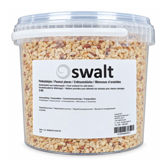 Pindastukjes voor vogels 3 kg Emmer met 3 kg pindastukjes voor tuinvogels