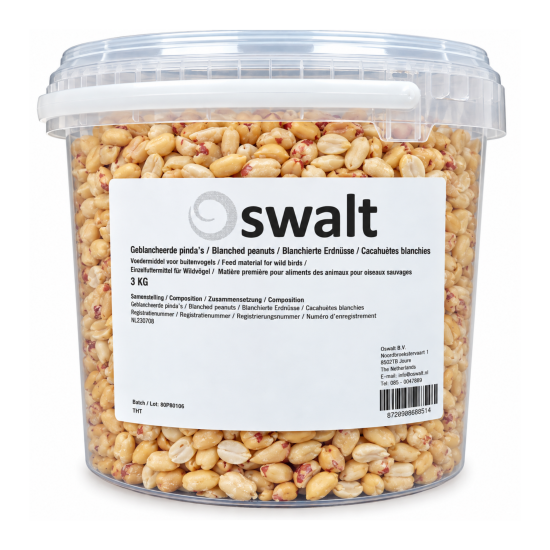 Gepelde pinda's voor vogels 3 kg Emmer met 3 kg geblancheerde en gepelde pinda's voor tuinvogels en eekhoorns