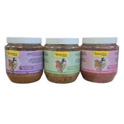 Vogelpindakaas Trio Bosvruchten, Meelwormen en Zonnepitten (12x350gram)