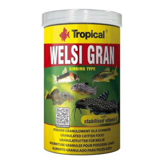 Tropical Welsi Granulaat 1 Liter Tropical Welsi Granulaat 1 liter zinkend granulaat voor omnivore en carnivore bodemvissen