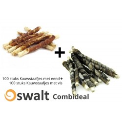 Combideal: Kauwstaafjes met vis en eend Combideal: Kauwstaafjes met vis en eend