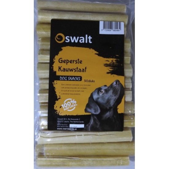 Geperste Kauwstaaf - Runderhuid - 15cm Geperste Kauwstaaf - Runderhuid - 15cm