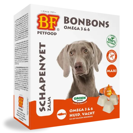 BioFood Schapenvet Bonbons Zalm BioFood schapenvet bonbons met zalmolie voor honden 40 stuks