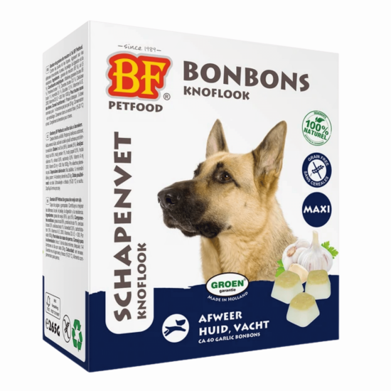 BioFood Schapenvet Bonbons Knoflook BioFood schapenvet bonbons met knoflook voor honden 40 stuks