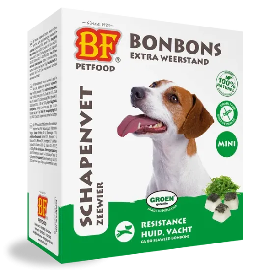 BioFood Schapenvet Bonbons Zeewier Mini BioFood schapenvet bonbons zeewier mini voor honden circa 80 stuks